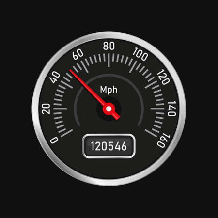 Analog Car Speedometer on White Background. Vectorのイラスト素材