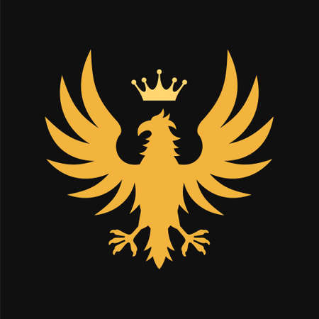 Gold Heraldic Royal Emblem on Black Background. Vectorのイラスト素材