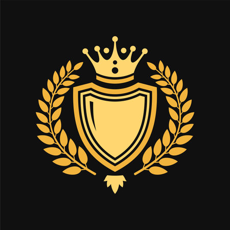 Gold Heraldic Royal Emblem on Black Background. Vectorのイラスト素材