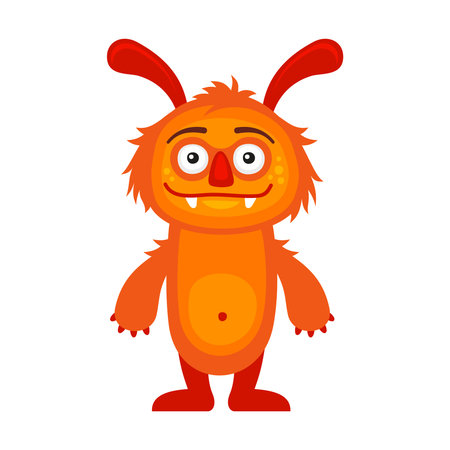 Orange Cartoon Monster on White Background. Vectorのイラスト素材