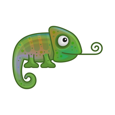 Cute Color Chameleon on White Background. Cartoon Style Vectorのイラスト素材