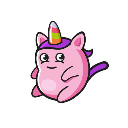 Cute Cartoon Character Pink Unicorn Cat. Vectorのイラスト素材