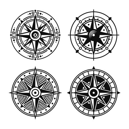 Compass Wind Rose Navigation Set on White Background. Vectorのイラスト素材