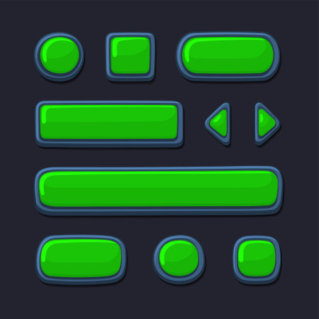 Casual Game UI Kit Buttons Set. Cartoon Style. Vectorのイラスト素材