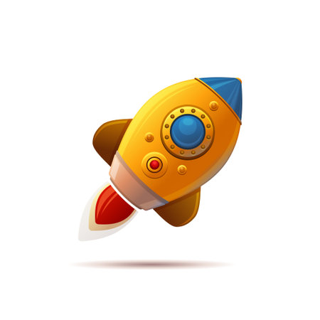 Spaceship Rocket Cartoon Style Icon. Startup or Business Concept. Vectorのイラスト素材