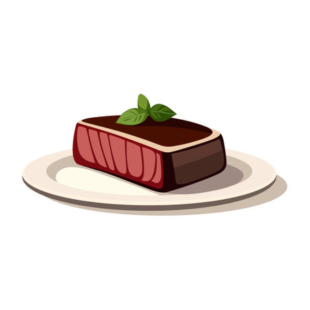 Steak on Plate on White Background. Vectorのイラスト素材
