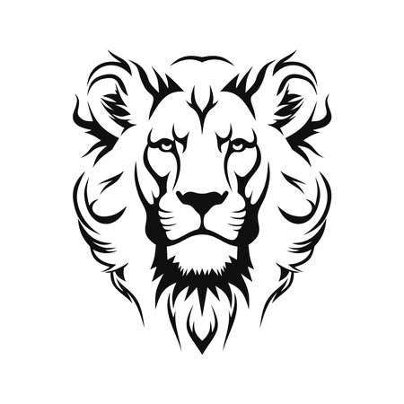 Lion Head Logo Design on White Background. Vectorのイラスト素材