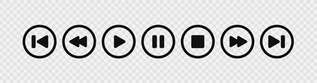 Multimedia Player Button Icons Set. Vectorのイラスト素材