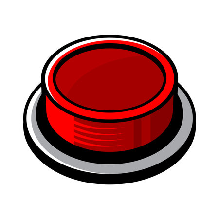 Big Red Panic Button on White Background. Comic Book Style. Vector
