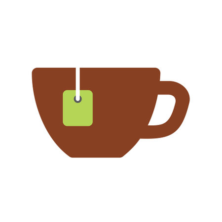 Cup with Tea Bag Inside. Flat Style Icon. Vectorのイラスト素材