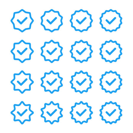 Blue Check Mark Sign. Verified Badge Icon. Vectorのイラスト素材