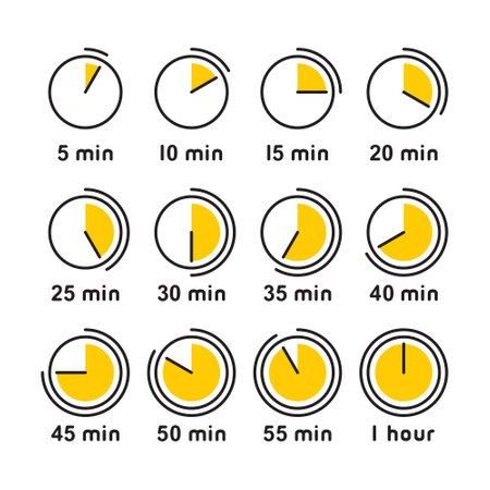 Timer, Clock, Stopwatch Icons Set on White Background. Vectorのイラスト素材