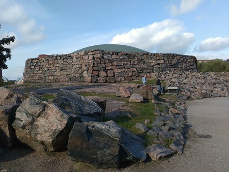Tamppeliaukio the rock church in Helsinkiの写真素材