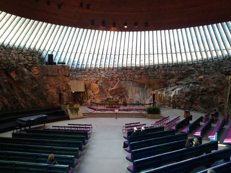 Helsinki Rock church interiorの写真素材