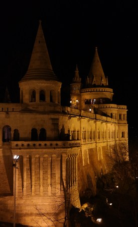 Lighted Fisherman`s bastion in Budapest at nightのeditorial素材