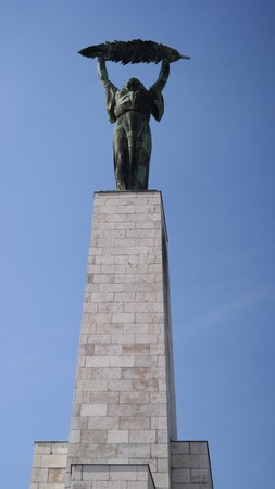 Bottom view of Liberty Statue on the GÃ©llert Hill in Budapestのeditorial素材