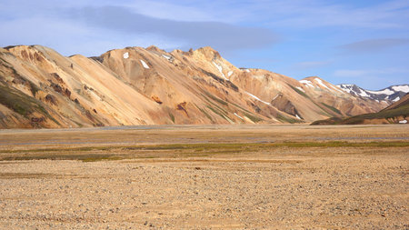 Panorama of The Rainbow Mountains in Landmannalaugar, Icelandの写真素材