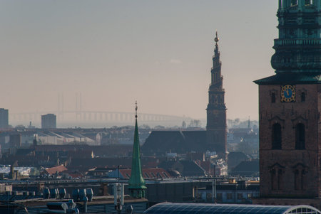 The Scenery of Copenhagen city center, Denmark from Rundetarn tower