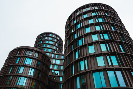 Axel Towers at Axeltorv Square, modern architecture in the city center of Copenhagen, Denmarkの写真素材