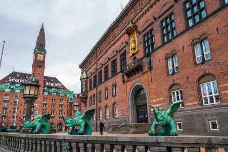 The exterior of City Hall of Copenhagen, Denmarkの写真素材