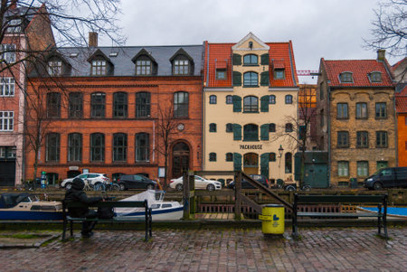 Colorful houses in the historical city center of Copenhagen, Denmarkの写真素材