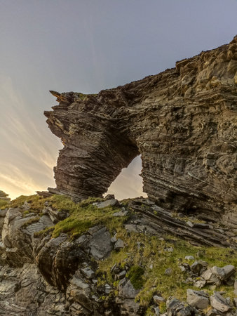 Kirkeporten rock gate in Skarsvag, Norwayの写真素材