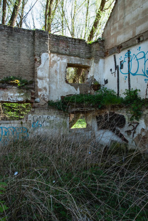 Ruins of Trunecek Mill (TruneÄkÅ¯v MlÃ½n), urbex in Prague, Czech Republicのeditorial素材