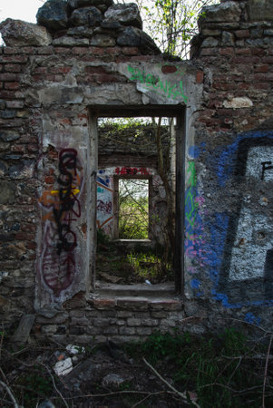 Ruins of the former industrial limestone area Biskup, Kvis, and Kotrba in Prague, Czech Republicのeditorial素材