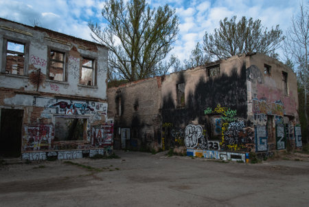 Ruins of the former industrial limestone area Biskup, Kvis and Kotrba in Prague, Czech Republicのeditorial素材