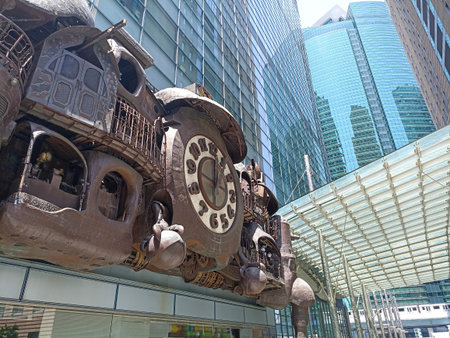 The Giant Ghibli Clock and Sculpture at the Nittele Tower in the Shiodome Section of Tokyo, Japan