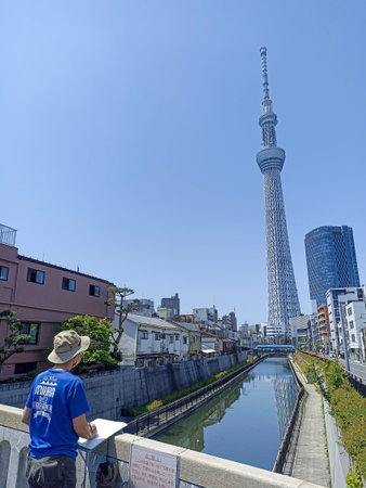 Tokyo Skytree and streets of Sumida City of Tokyo, Japan