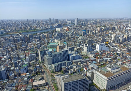 A panoramic view of Sumida City of Tokyo, Japan