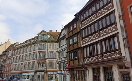 Old colorful half-timbered houses in the historic town center of Strasbourg, France, UNESCO World Heritage Siteの写真素材