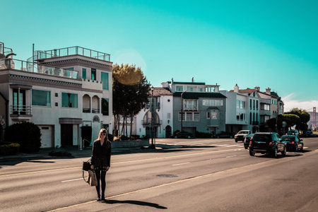 Photo of Girl in front of San Francisco Houses