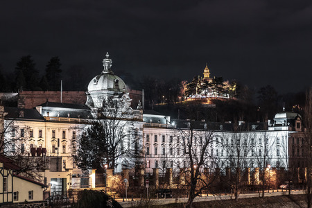 Photo of Buildings and Streets of Prague at Night, Czech Republicのeditorial素材