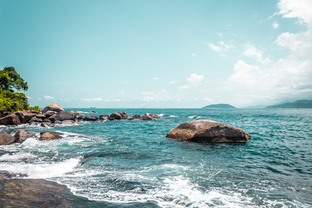Photo of Rocky Beach at Beautiful Island (Ilhabela) in San Paulo (SÃ?Â£o Paulo), Brazil (Brasil)の写真素材