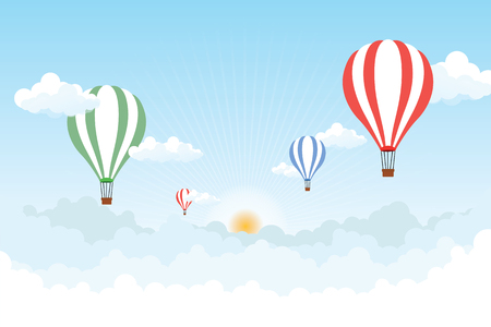 Sun Rises On the Cloud Balloonのイラスト素材