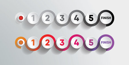 Timeline 5 Steps Colorful Finishのイラスト素材