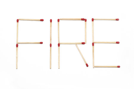 red match text fire on white background