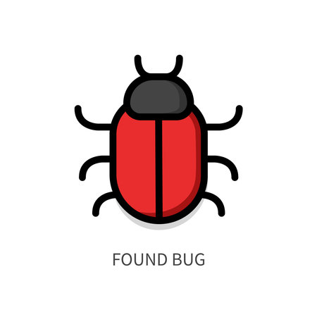 Found Bug virus logo icon. bug red network malware internet error.