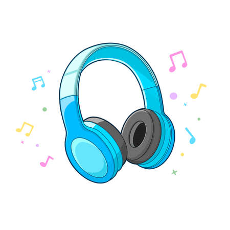 Blue Headphone music melody.のイラスト素材