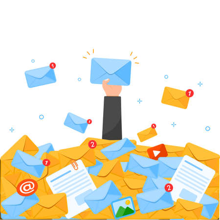 found letter business in a lot of emailsのイラスト素材
