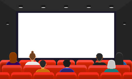 Watching movie on screen in theaterのイラスト素材