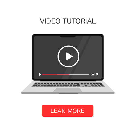 Screen laptop with video player on screenのイラスト素材