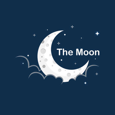 The Moon is white light with stars in the skyのイラスト素材