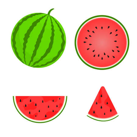 Watermelon slice flat design isolated on white backgroundのイラスト素材
