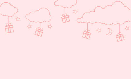 Gift boxes in the sky with the moon and star and cloud.のイラスト素材