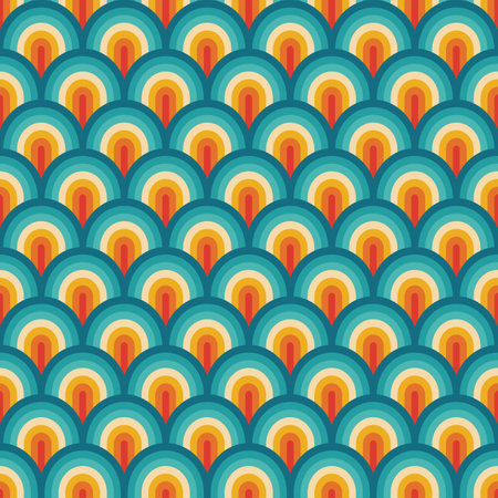 Seamless pattern retro wave 70s rainbow stripesのイラスト素材
