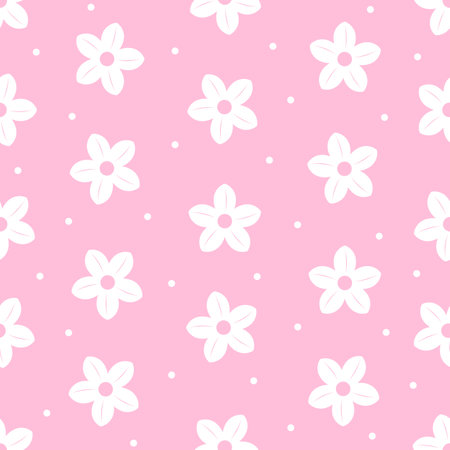 Seamless pattern white flowers on pink backgroundのイラスト素材