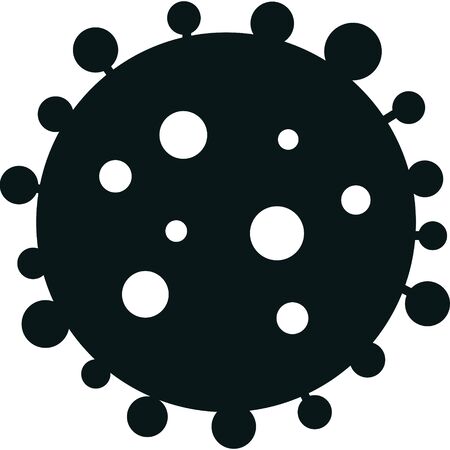 A simple vector graphic of a coronavirus. Black virus on white backgroundのイラスト素材